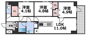 プレサンスNEO新深江リュミエル  ｜ 大阪府東大阪市足代北1丁目（賃貸マンション3LDK・4階・59.80㎡） その2