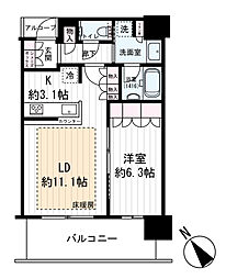 ザ・パークハウス中之島タワー 1LDKの間取図画像