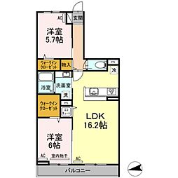 メゾン　アムール 1階2LDKの間取り