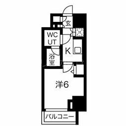 スパシエヴァロル品川荏原 6階1Kの間取り