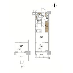 RJRプレシア蒲田 1LDKの間取図画像