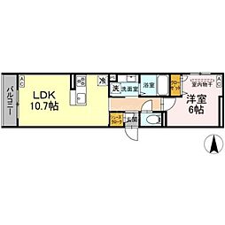 ネオアイリス大森 1LDKの間取図画像