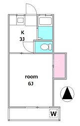 坂口パルテノン 1Kの間取図画像