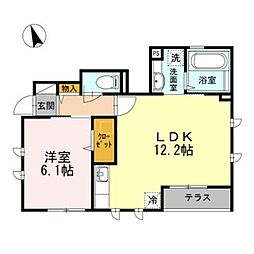 レジデンスはなみずき 1LDKの間取図画像