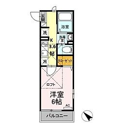 レセンテ山王2 1Kの間取図画像