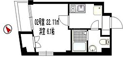 b'CASAKamata 1Kの間取図画像