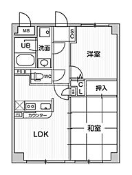 アエラス石川台 2LDKの間取図画像