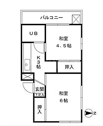 コーポ・フジミ 2Kの間取図画像