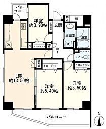 新丸子パークホームズ 3LDKの間取り