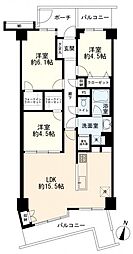 小田公園エルハイツ 3LDKの間取図画像