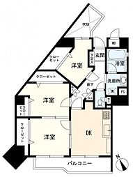 ニューウェルテラス元住吉 3DKの間取図画像