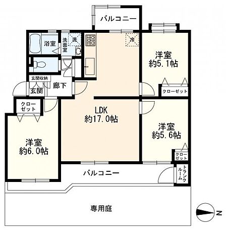 間取り(3LDK+バルコニー)