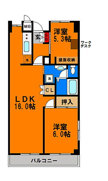 シャインクロコ 310｜千葉県千葉市若葉区みつわ台5丁目(賃貸アパート2LDK・3階・57.70㎡)の写真 その3