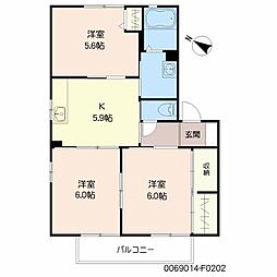 レガート外町F棟 3Kの間取図画像