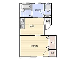 セント・ハル 1Kの間取図画像
