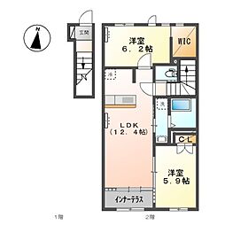 シェランデSai 2LDKの間取図画像