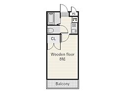和多田ステーション 1Kの間取図画像