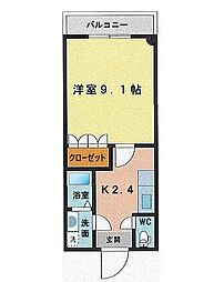 サンパティオ 1Kの間取図画像