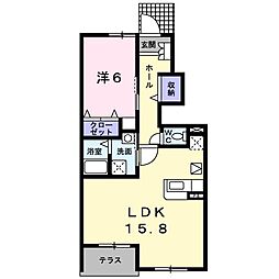 ムーンリバーC 1LDKの間取図画像
