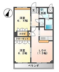 グランウッド 2LDKの間取図画像