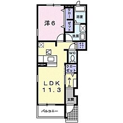 うらら1番館 1LDKの間取図画像