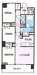 クリオレジダンス横濱ベイサイド 3LDKの間取図画像