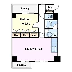 KKタームライザ下落合 1LDKの間取図画像