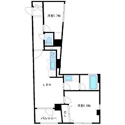ベル・ウッドトミー 2DKの間取図画像