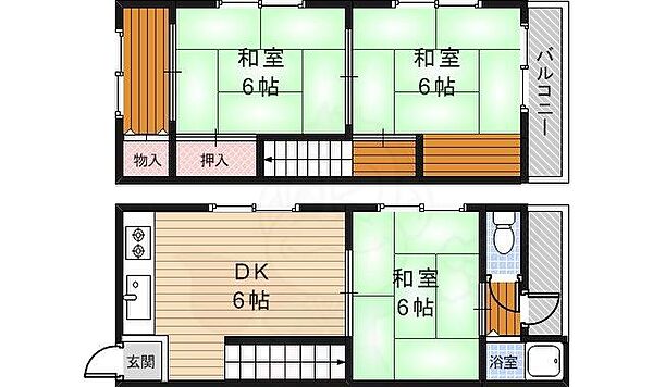 小野マンション ｜大阪府箕面市箕面８丁目(賃貸マンション3DK・1階・52.00㎡)の写真 その2