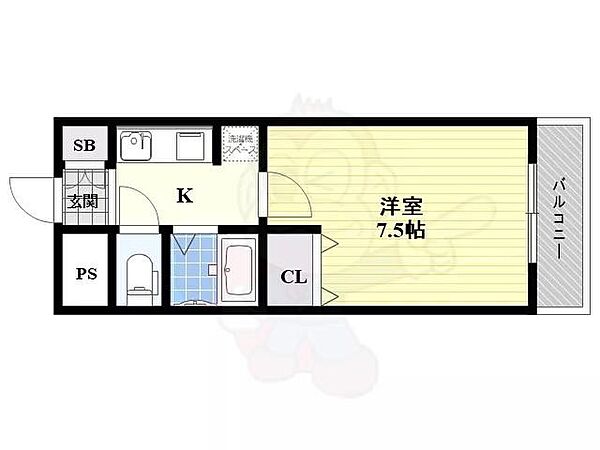 大阪府吹田市豊津町(賃貸マンション1K・7階・22.50㎡)の写真 その2