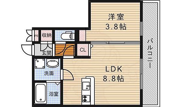 ヴィラコンフォート箕面 ｜大阪府箕面市新稲１丁目(賃貸アパート1LDK・1階・33.17㎡)の写真 その2