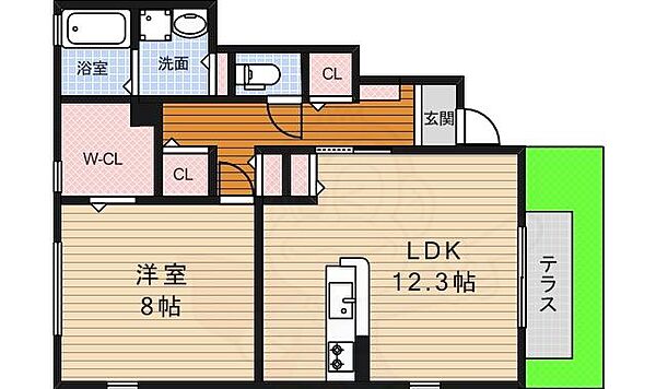 フランドール ｜大阪府豊中市春日町２丁目(賃貸アパート1LDK・1階・51.80㎡)の写真 その2