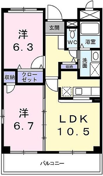 兵庫県姫路市北今宿2丁目(賃貸マンション2LDK・2階・53.73㎡)の写真 その2