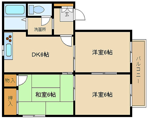 兵庫県加古川市別府町別府(賃貸アパート3DK・1階・53.28㎡)の写真 その2