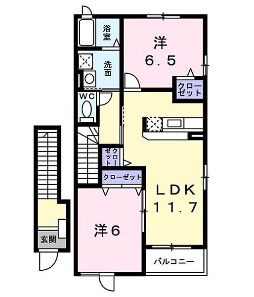 兵庫県神戸市須磨区東落合3丁目(賃貸アパート2LDK・2階・58.86㎡)の写真 その2
