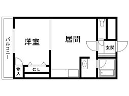 ベルマーレ八軒 1階1LDKの間取り