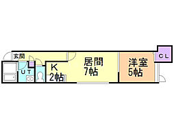フェリス 1LDKの間取図画像