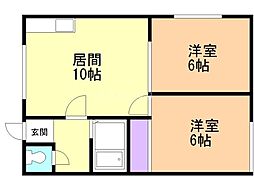 コーポライスナースリィ 2LDKの間取図画像