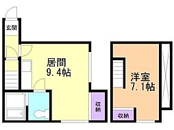 アーバンハウス富丘 1LDKの間取図画像