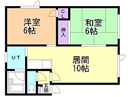 コーポDAI 2LDKの間取図画像
