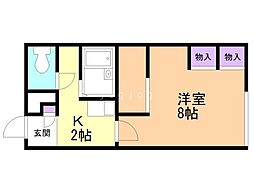 レオパレスロワジール西野B 1Kの間取図画像