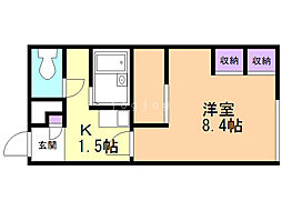 レオパレスコンフォート05 1Kの間取図画像