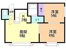 ハイムアルテリエ 2LDKの間取図画像