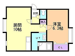 シングルステージ山の手通 1LDKの間取図画像