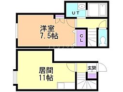 ハーバーハイツ2 1LDKの間取図画像