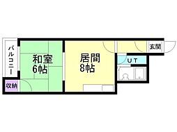 シャンティ琴似 1DKの間取図画像