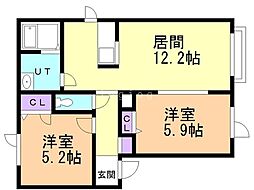 シャーメゾンエルム 2LDKの間取図画像