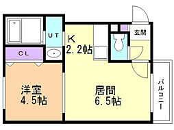 ル・ファール琴似 1LDKの間取図画像