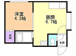 ノースクリエイト琴似参番館 1DKの間取図画像