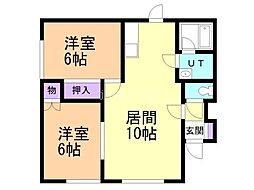 ドエル88 2LDKの間取図画像